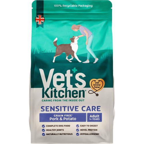 Vet's Kitchen Sensitive Care Grain Free Adult Dry Dog Food Pork & Potato (2.2kg)
