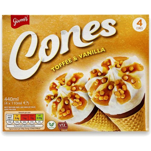 Toffee & Vanilla Ice Cream Cones